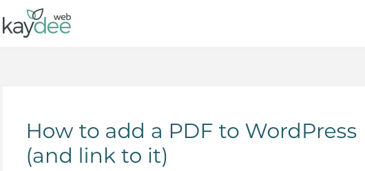 screenshot of How to add a PDF to WordPress